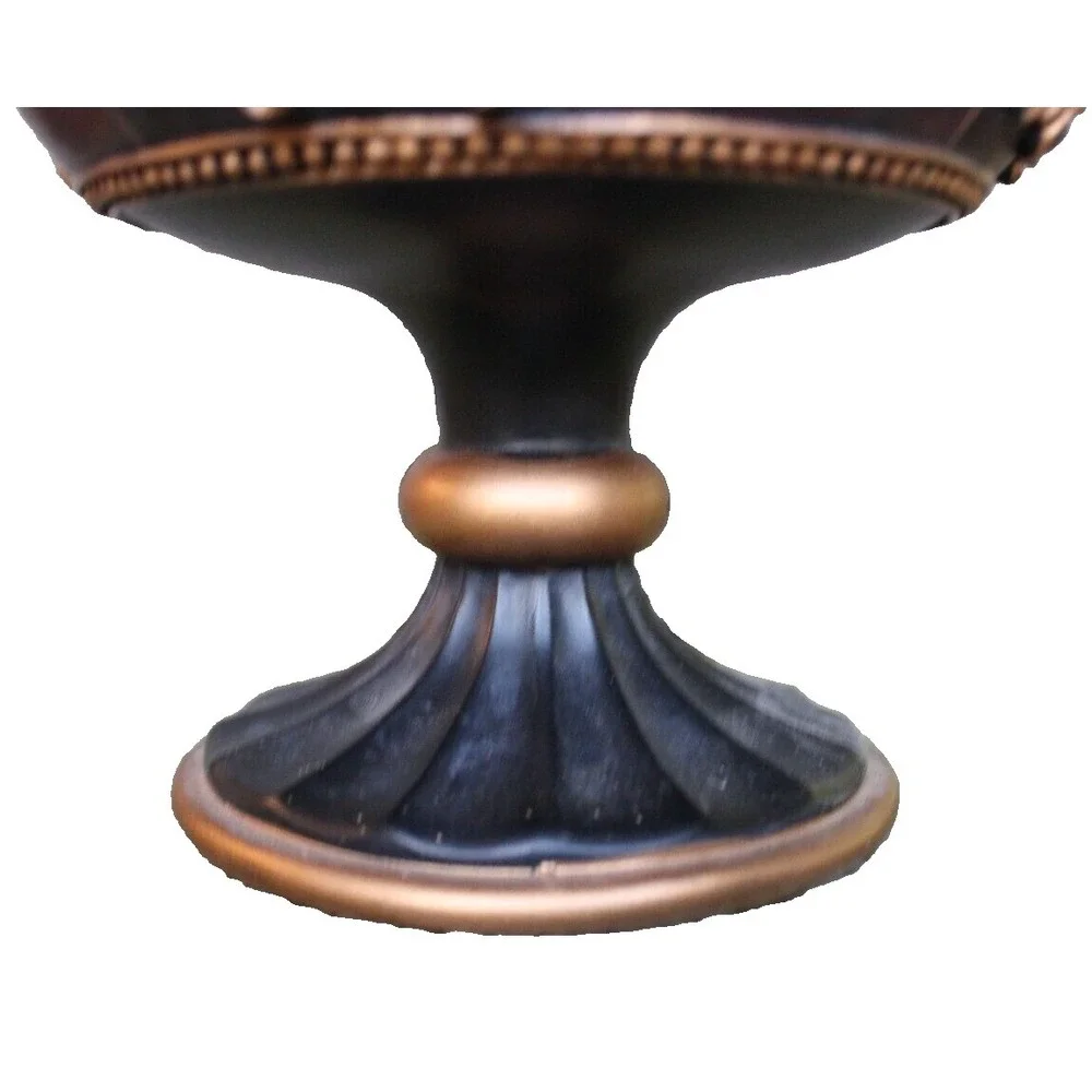 Notions container in form of large lidded pedestal cup with rooster on top